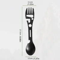1PC 8in1 Multifunctional Whistle Knife Outdoor Camping Survival Spork Kitchen Multifunctional Wrench Bottle Opener Spoon 2