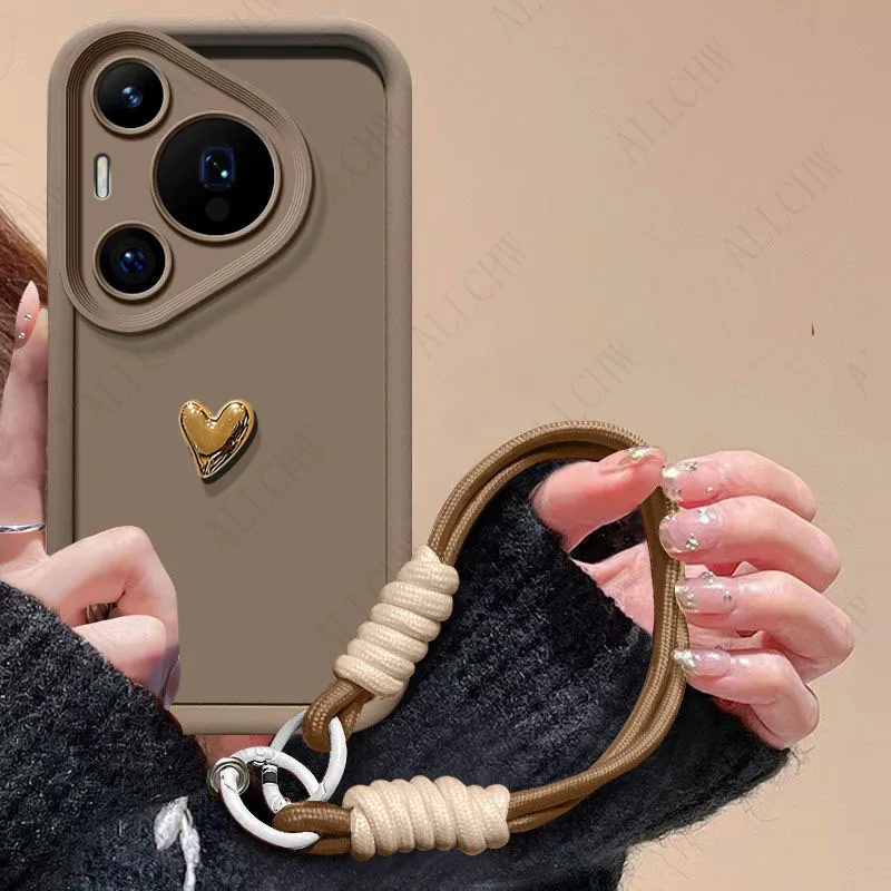 3D Love Heart Strap Shockproof Phone Case Cover