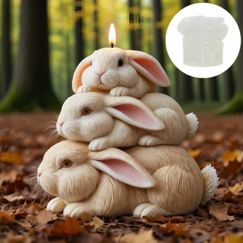 Bunny Family Candle Mold 1