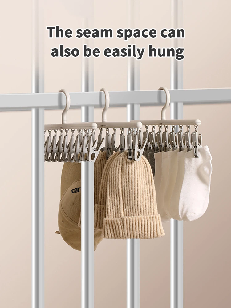 Description Picture 5 of itemSocks Drying Rack with 10 Clips, Multi-Function Dormitory Student Home Balcony Drying Clips, Underwear Drying Clips