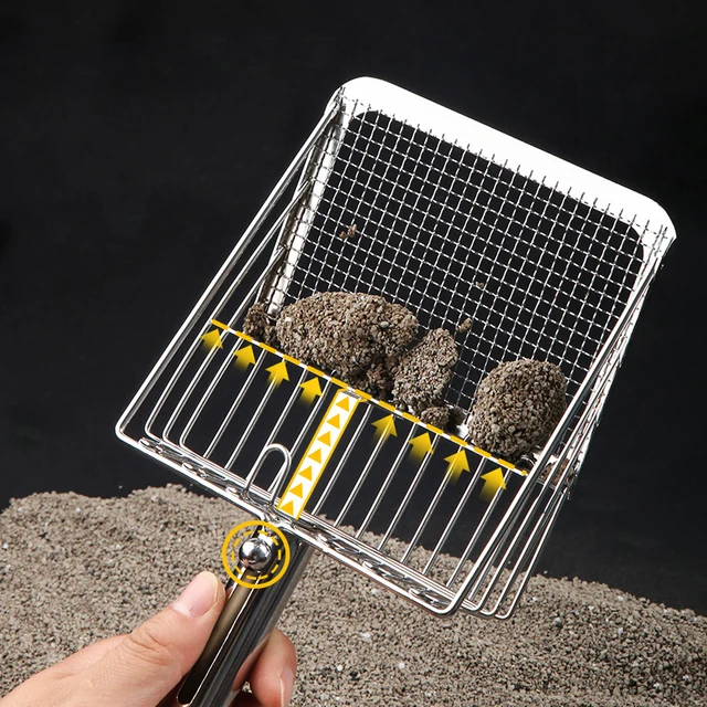 Cat Litter Shovel Stainless Steel Wooden Handle Easy To Rust Washable Kitten Litter Scoop Cats Toilet Cleaning Shovel Tool