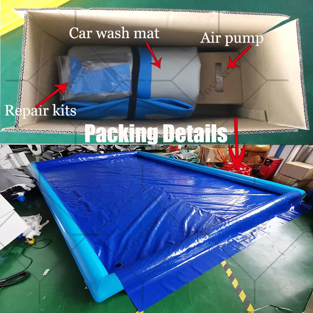 Easy set up Portable water collector Containment Mat inflatable car wash mat 4