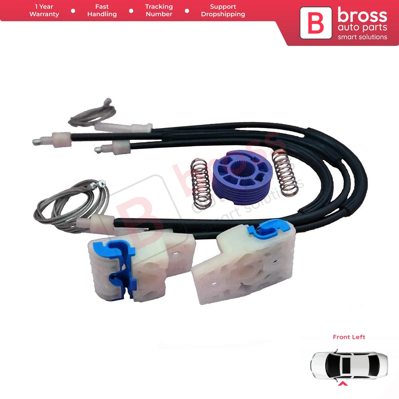 BWR5058 Electrical Power Window Regulator Repair Kit Front Left Door Side 6R4837461 for VW Polo Typ 6R 6C 61 2009-2016 4/5 Door