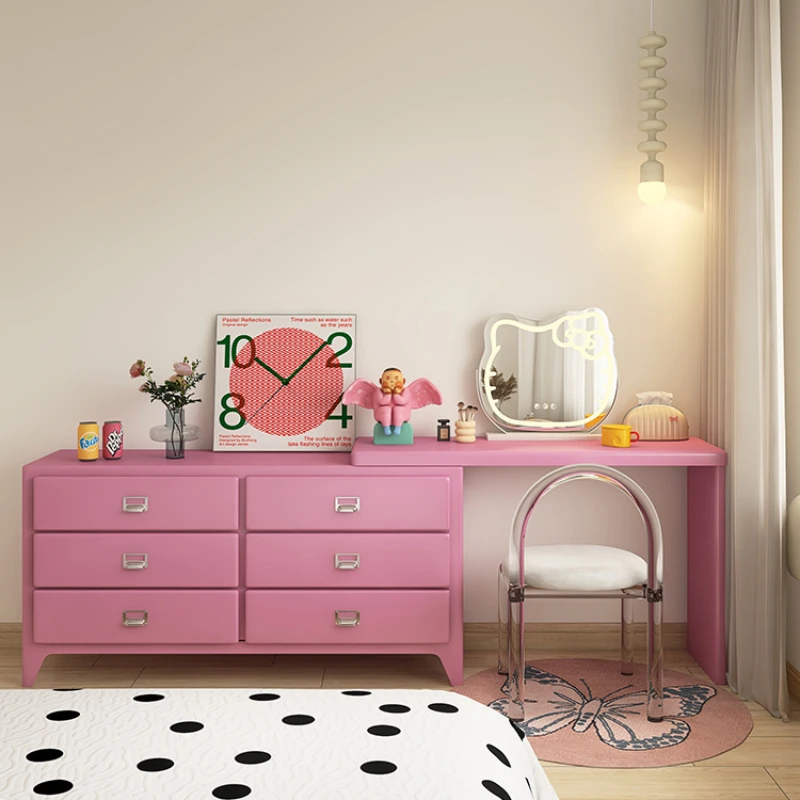 

Girls Jewelry Dressing Table Drawers Makeup Storage Mirror Dressers Modern Princess Comoda Pra Quarto Bedroom Furniture