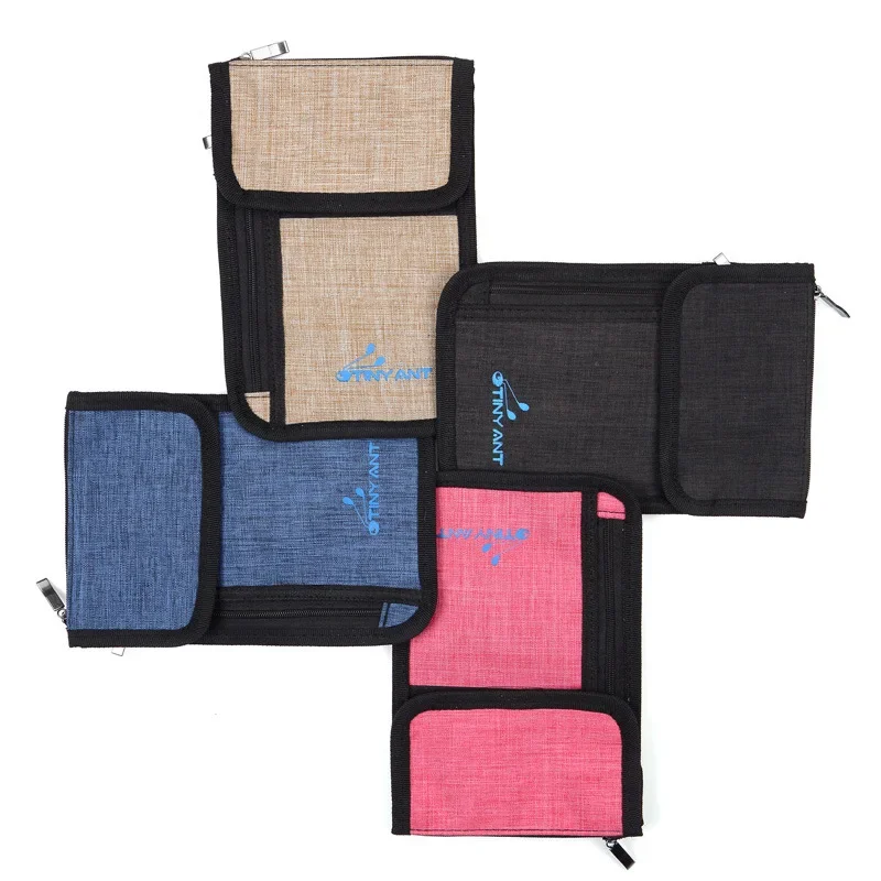 RFID Card Protection Multifunction Travel Passport Holder Neck Bag Nylon Wallet ID Card Pouch Hidden Pockets Purse Chest Case