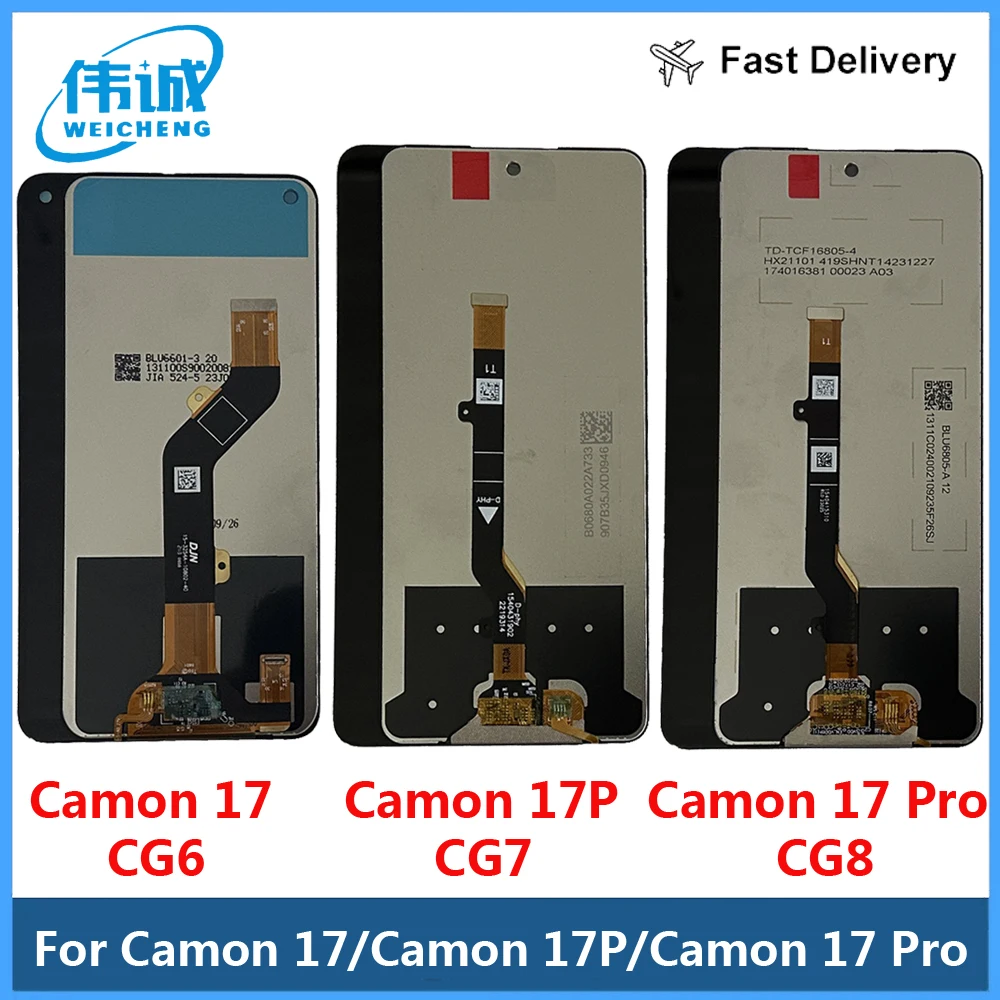 

For Tecno Camon 17 Pro CG8 CG8h LCD Display Touch Screen Assembly Digitizer Replacement LCD Camon17 CG6j Camon 17P CG7 CG7n lcd