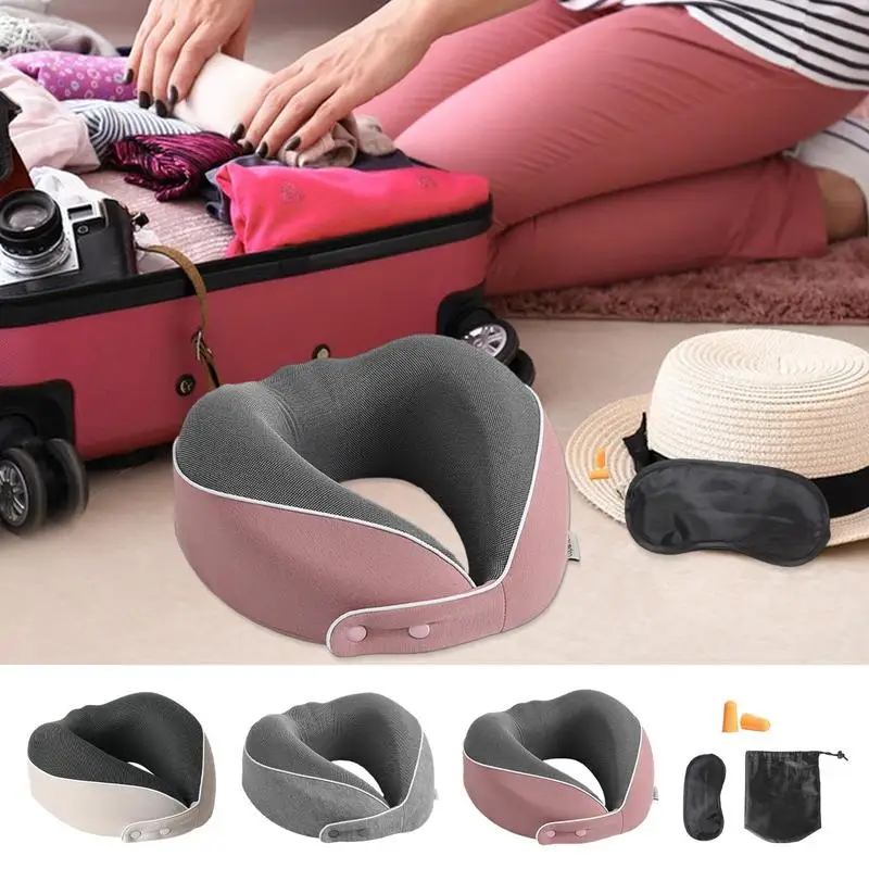 

Travel Neck Pillow Memory Cotton Massage U-Shaped Neck Pillows Sleeping Airplane Pillow Cervical Healthcare For Plane Business