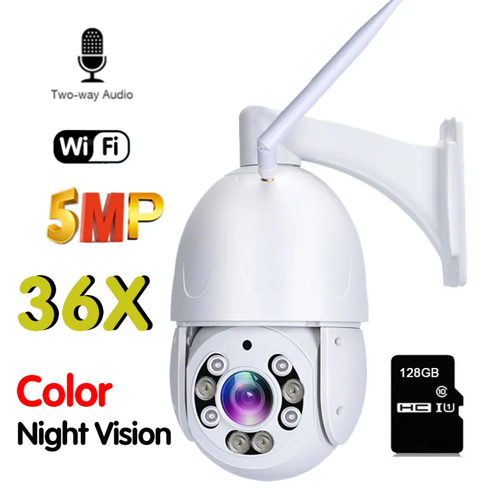 

5MP WiFi Smart Surveillance Camera Outdoor 36x Zoom Speed Dome PTZ AI Human Detect Wireless Color Night CCTV IP Camera Onvif
