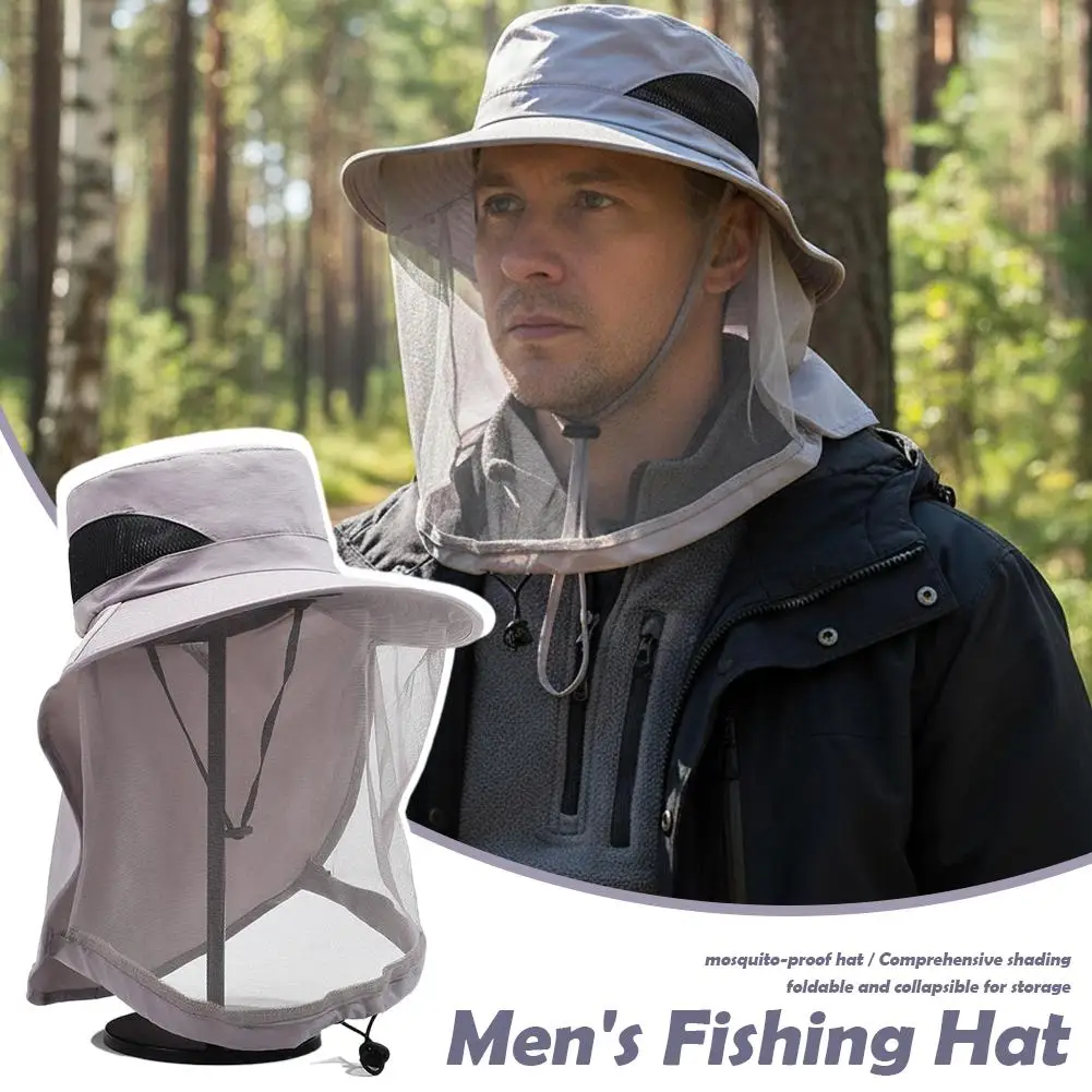 Unisex Faltbarer Moskito-Hut mit Verstecktem Netzgewebe Insektenabwehrender Bienenschutz Lässiger Outdoor-Sonnenschutz Anglerhut – Detail 11