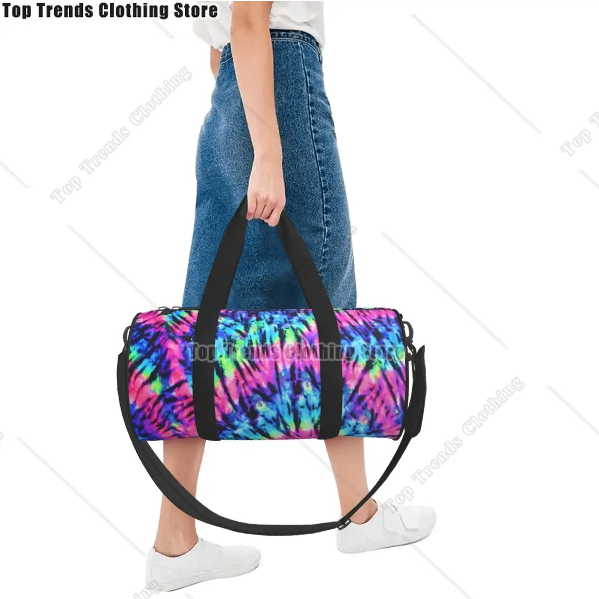 Funny Tie Dye Gym Bag Colorful Print Travel Training Sports Bags Male Female Capacity Vintage Fitness Bag Oxford Handbags