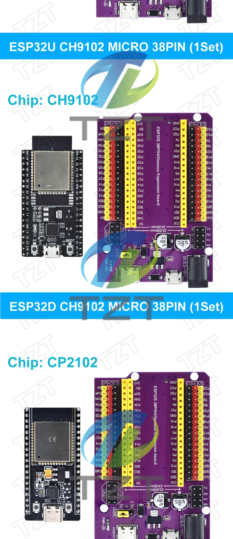 ESP32 Entwicklungsboard TYPE-C/MICRO USB CP2102/CH9102 WiFi+Bluetooth Dual-Core ESP32-DevKitC-32 ESP-32 Erweiterungsplatine – Detail 8
