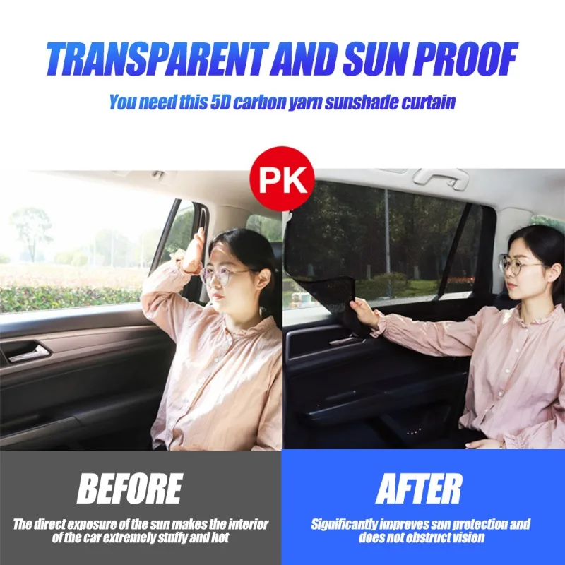 Car Side Window Sun Shade Covers Magnetic Blackout Curtains for Baby with UV Rays Protection Breathable Mesh Screen Shade