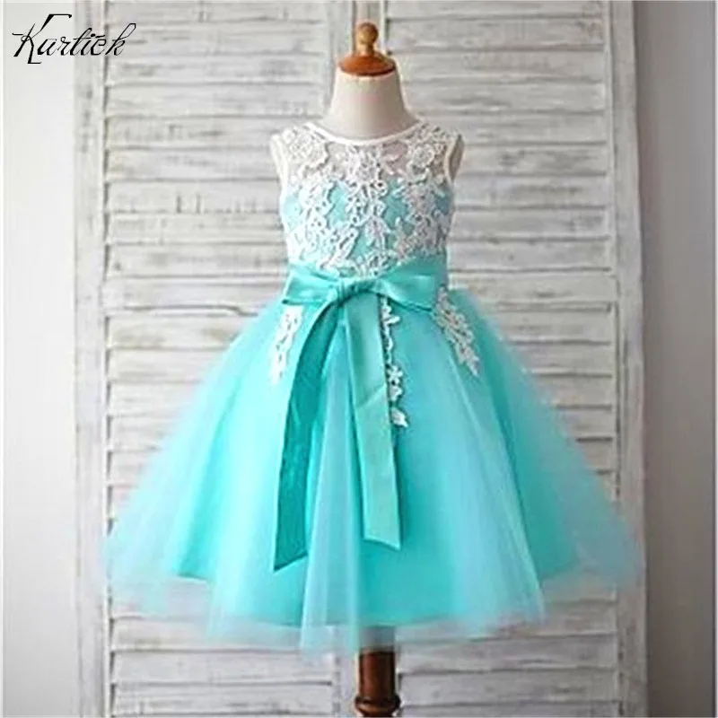 

New V-Back Flower Girl Dresses with Sashes Short Ball Birthday Party Pageant Communion Dress Fashion Girls Kids/Children Dress