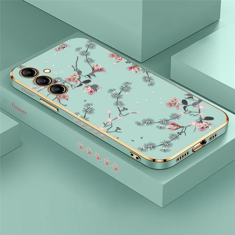 Elegant Floral Phone Case with Plating Finish