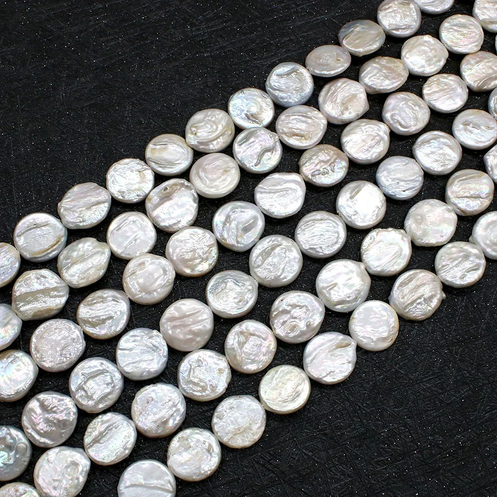 Natural Freshwater Pearls 100% Button Pearl Beads Baroque Flat Round Beads for Jewelry Making DIY Earrings Necklace Accessories