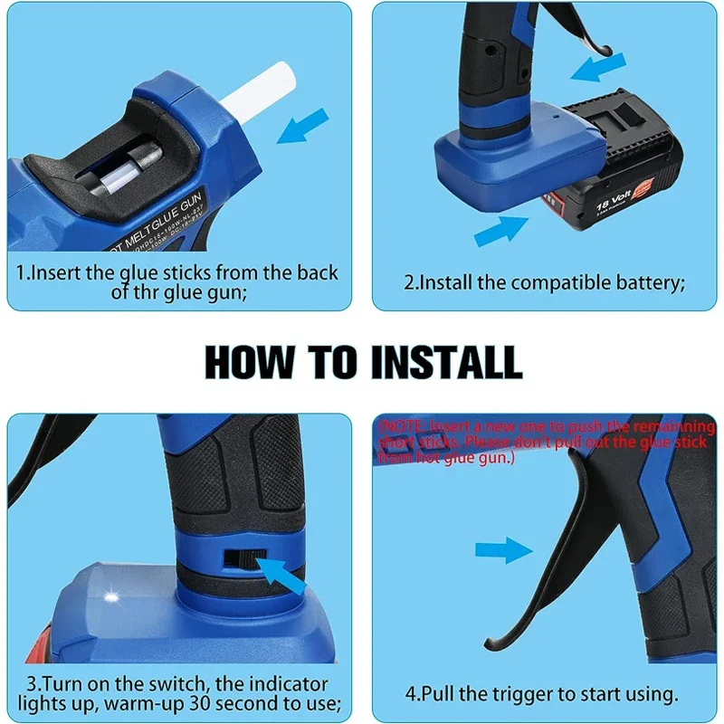 Hot Melt Glue Gun Hot Glue Gun Cordless For Bosch 18V/20V Li-ion Battery 20Pcs Sticks