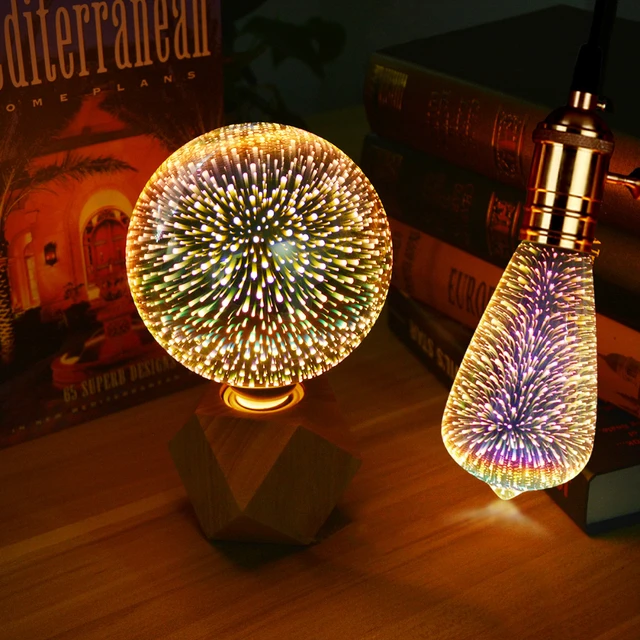 Lampy stołowe kolorowe fajerwerki efekt LED 3D światło Vintage żarówki  lampa 3D 110V - 240V Home Bar lampka nocna świąteczne dekoracje - AliExpress