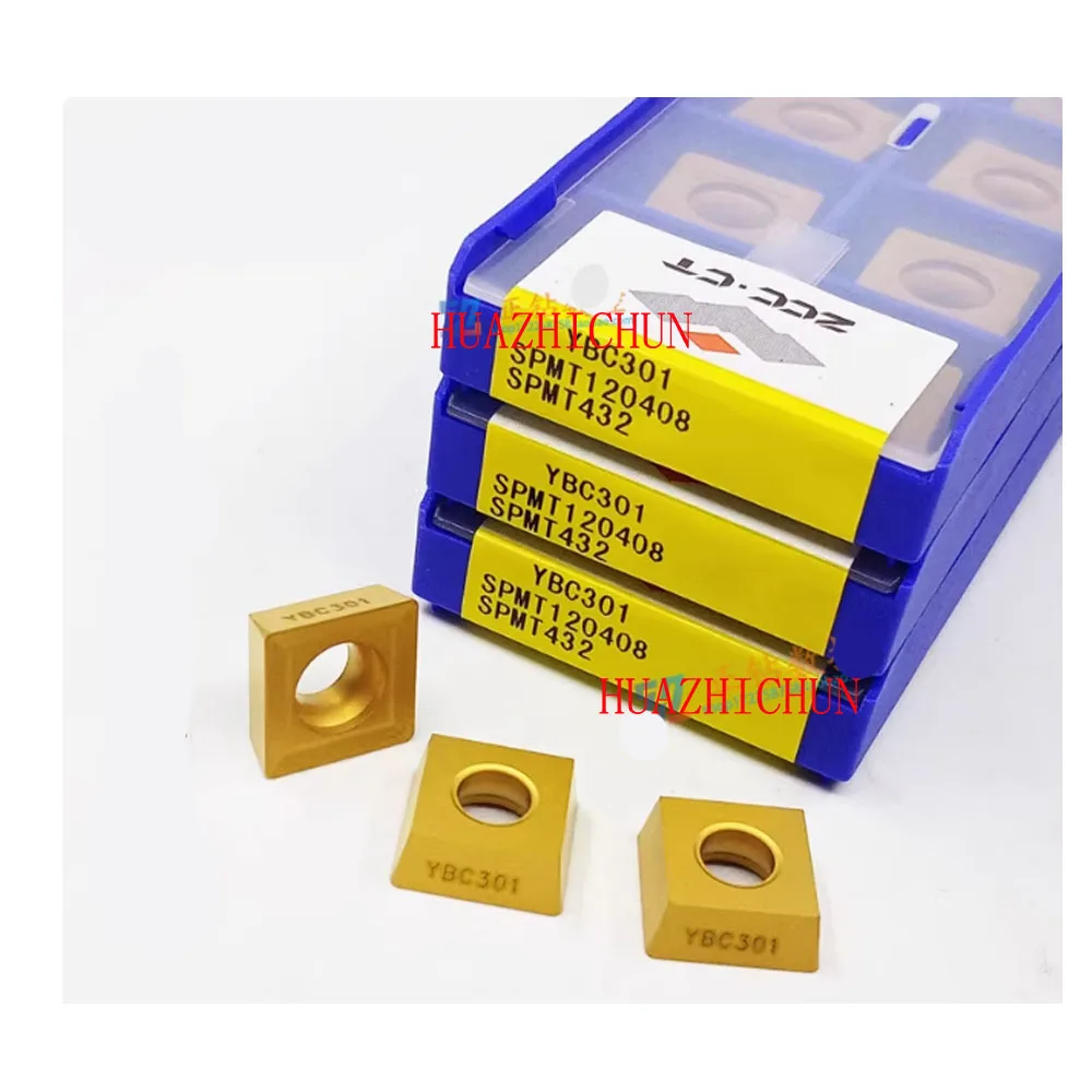 HUAZHICHUN 10pcs SPMT120408 YBC301 Cermet 인서트 내부 선삭 공구 CNC 절삭 공구 고품질 선반 도구