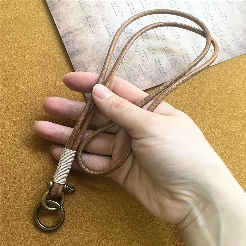 Genuine Leather Lanyard with Heavy Metal Keyring