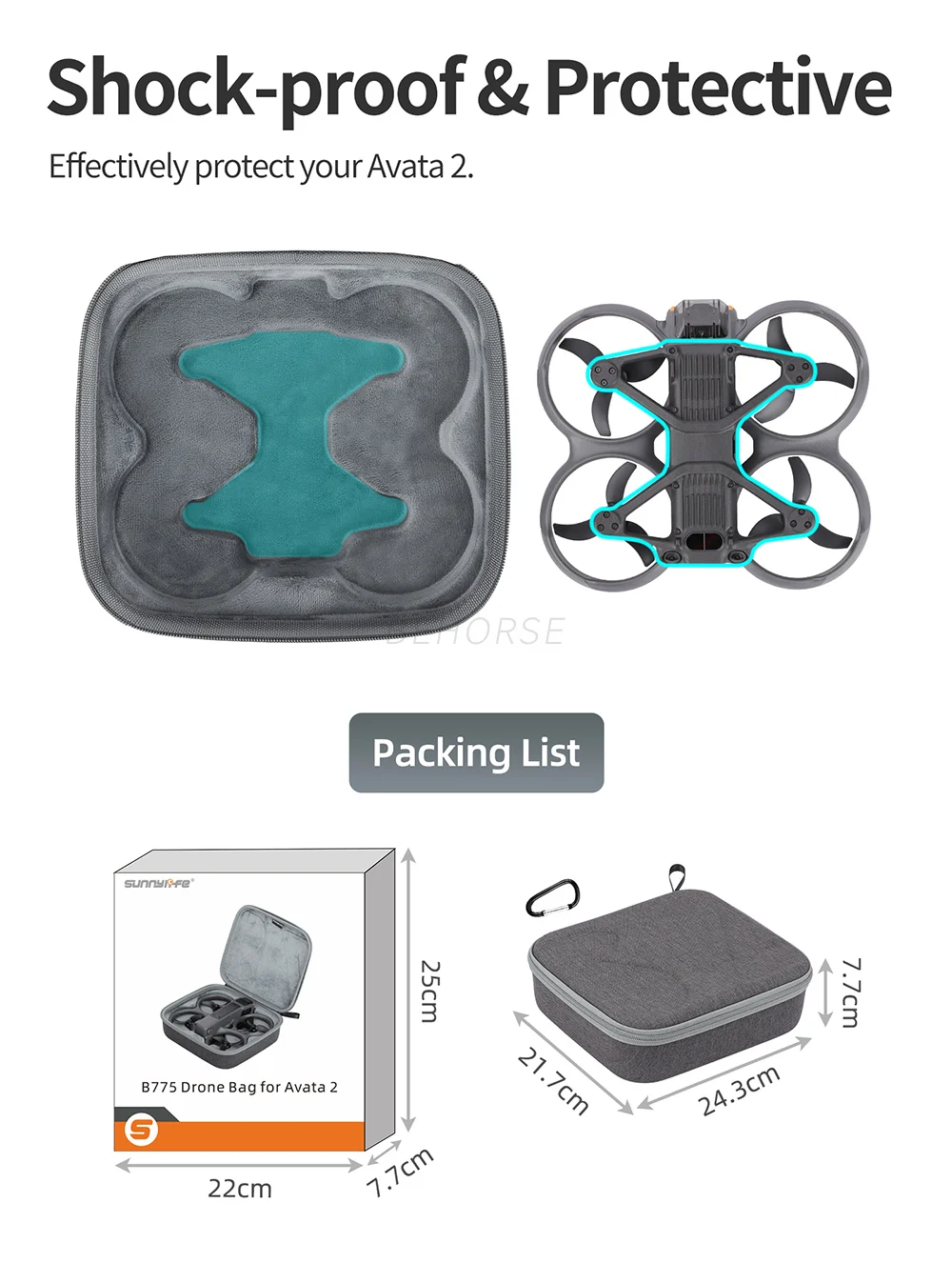 Sunnylife Mini Handbag DJI Avata 2 Drone Body Storage Bag DJI Goggles 2 3 Carrying Travel Case dji case drone case handbag case drone accessories drone storage bag flight glasses case