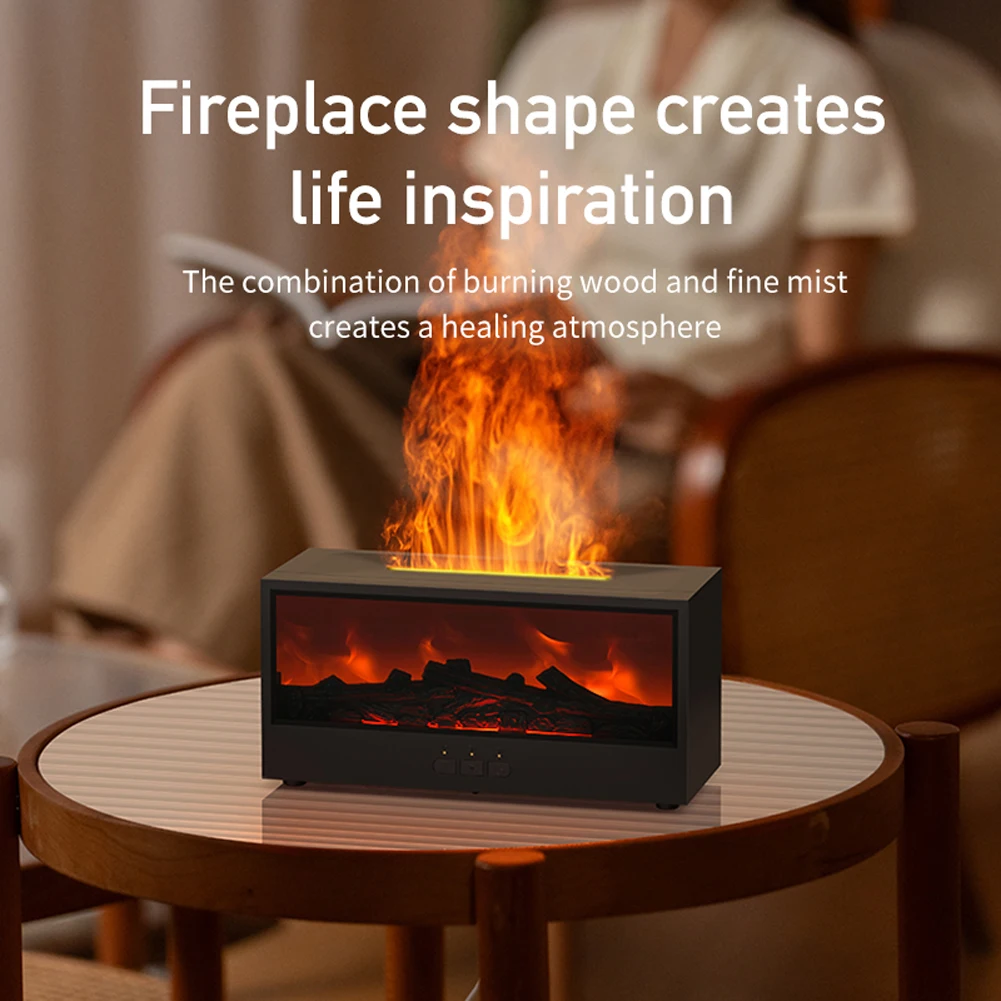 Dynamic Flame Fireplace Essential Oil Diffuser with Remote Flame Fireplace Aromatherapy Diffuser Ultrasonic Cool Mist Humidifier