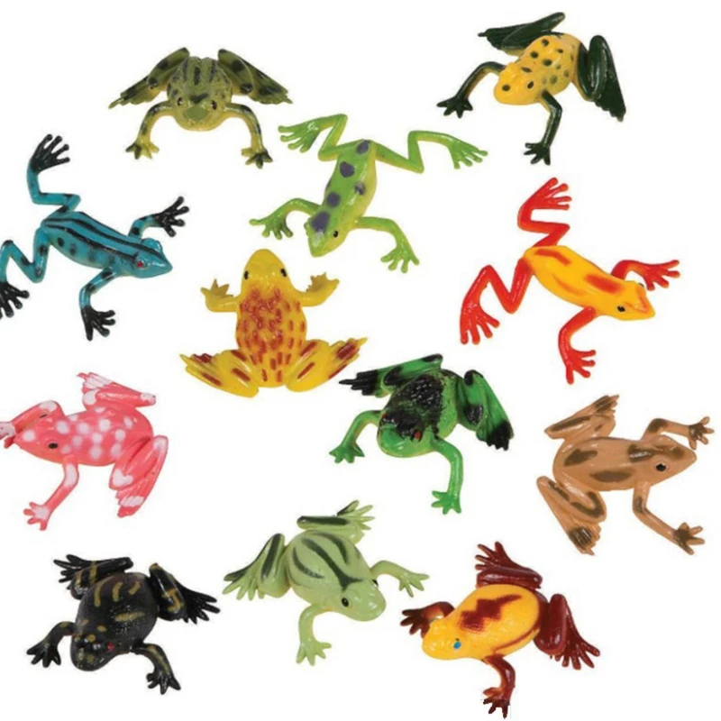 

Realistic Frog Figurine Toy Play Figure Boutique Collections Education Toy Kids Playset Spoof Amphibia Model Frogs 12Pcs