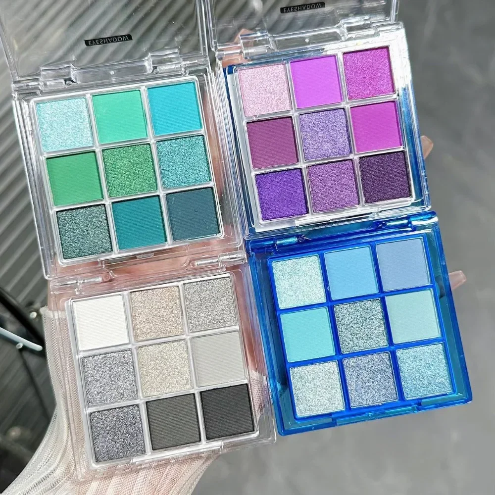 Eye Shadow Plate 9 Colors Eyeshadow Palette Matte Pearlescent Waterproof Eyes Pigments Powder Smoke Purple Green Eye Shadow Palette Makeup
