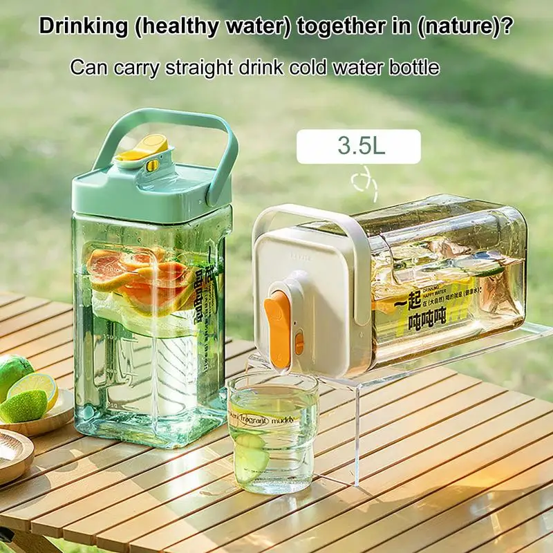 

Water Pitcher With Spigot 3.5L Refrigerator Leakproof Container Iced Beverage Dispenser Drink Pitcher For Summer Pool Party