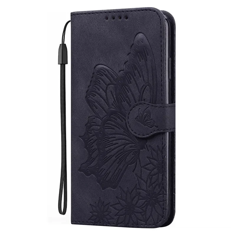 Elegant Butterfly Leather Phone Case with Card Holder and Wallet功能