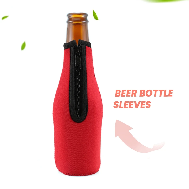 Zipper Beer Bottle Koozie (Red)