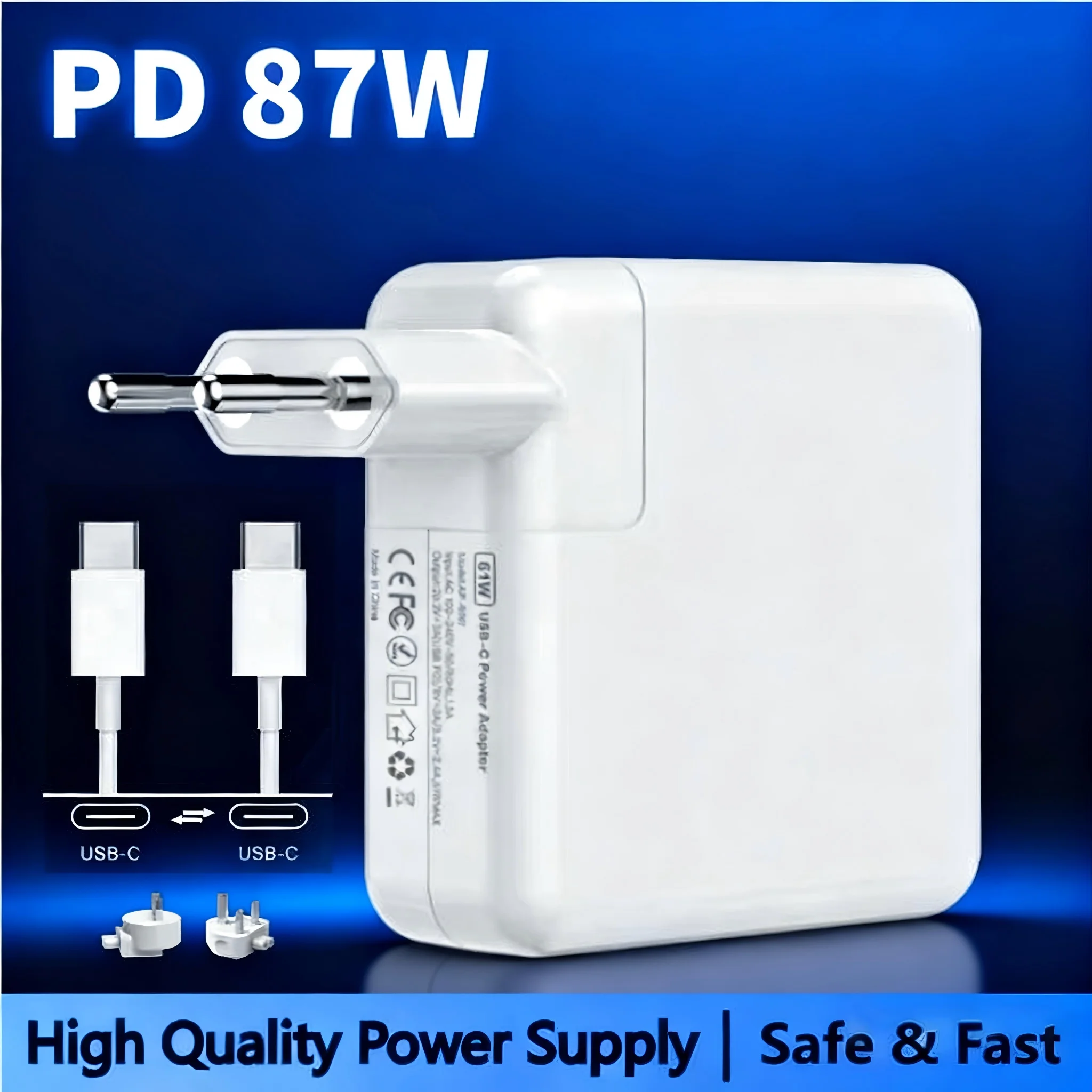 맥북 충전기 A2166 A1718 A1719 A1990 (2018-2021) USB-C 87W KYTD 맥북 에어 13, 맥북 프로 16, 맥북 프로 15, 맥북 프로용