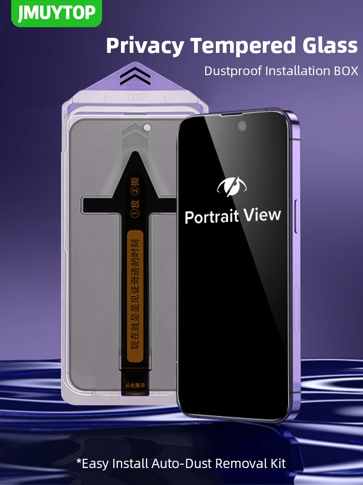 Protector de pantalla de privacidad para iPhone 12/12 Pro Super Protection  [2 unidades] Película de vidrio templado de pantalla completa de privacidad
