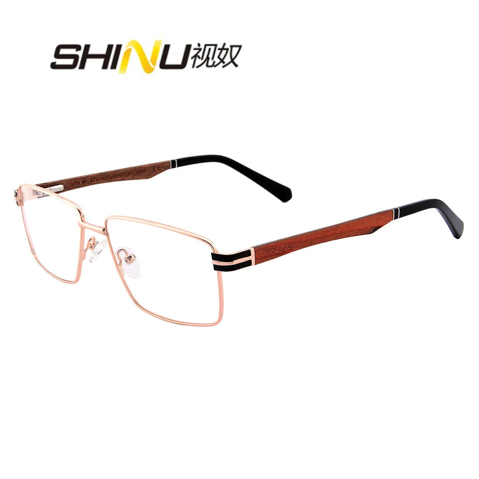 

SHINU Brand Wood Glasses Men Blue Lock Computer Glasses Prescription GLasses Progressive Single Vision Myopia 4.5 resin lenses