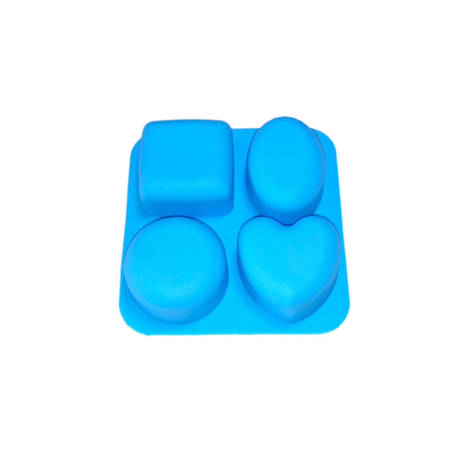 4 Cavity Round Oval Heart Square Shape Mold Soap Making Silicone Soap Molds Portable Unique Making Tools