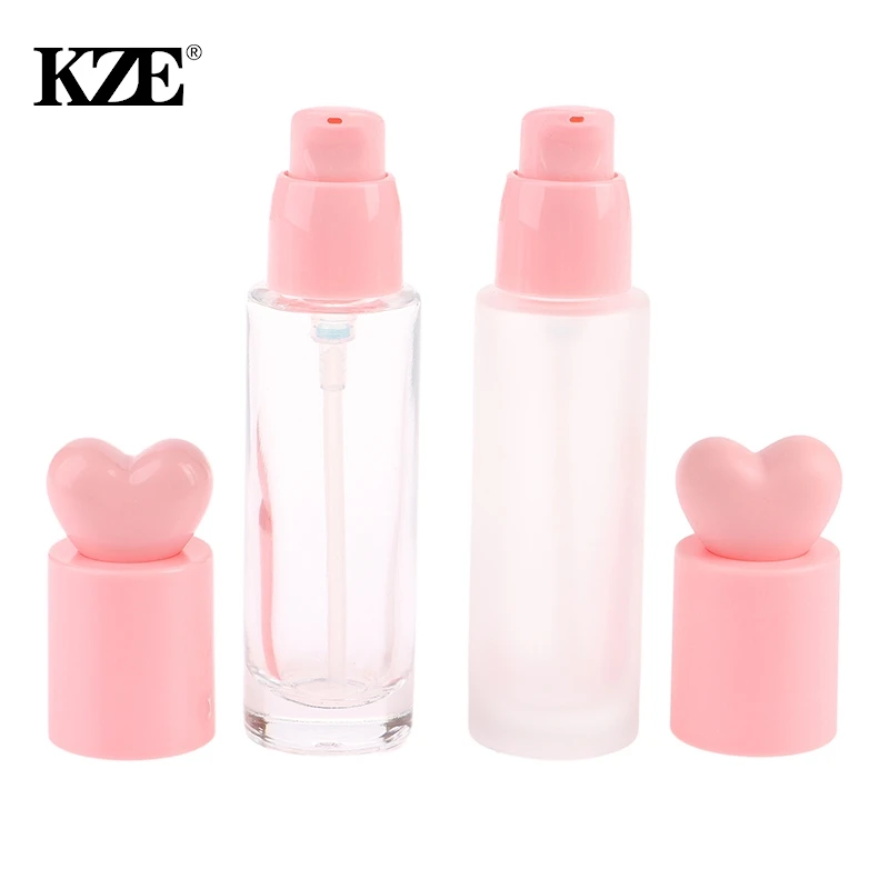 

30ml Glass Essence Lotion Bottle Empty DIY Cosmetic Container Liquid Foundation Dispenser With Pressure Pump Head And Lid