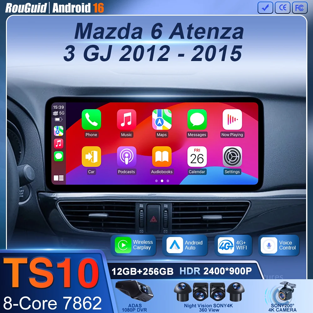 For Mazda 6 GJ Atenza 2012 2013 2014 2015 Android 16 Carplay Auto Car multimedia Car radio video player GPS Navigation 1