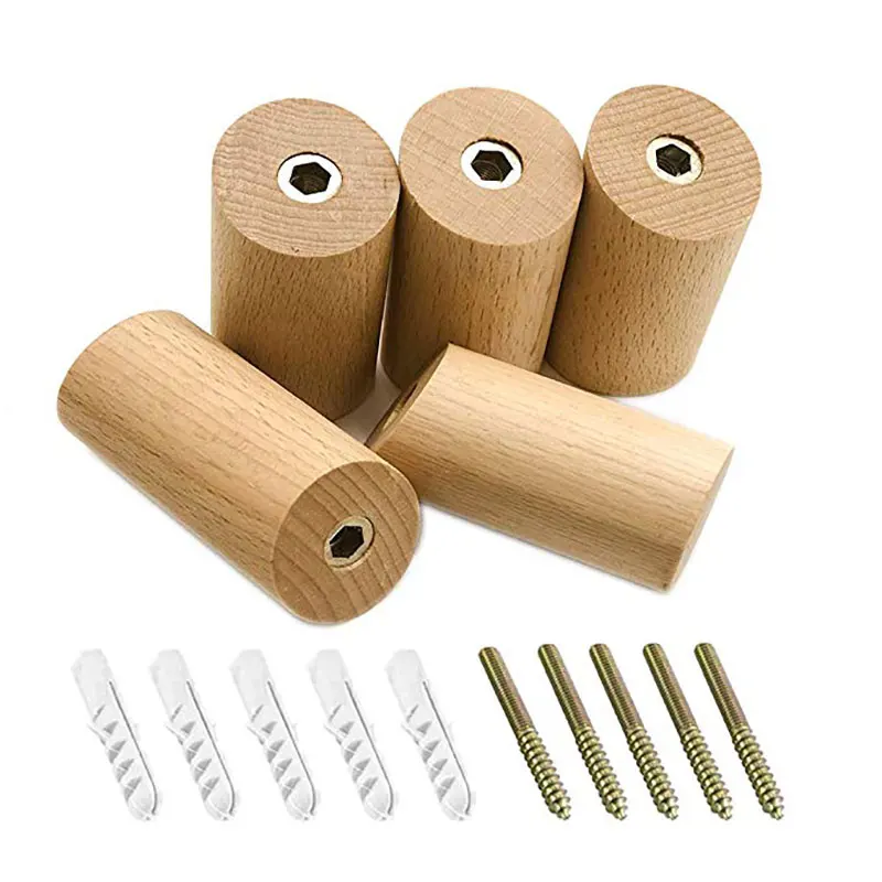 Wall Mounted Storage Rack Desk Hanger 4/2/1Pcs Wooden Hooks Wall Mounted Clothes Hooks