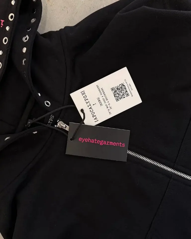 Eyehategarment Hoodie Hip Hop Zip Up Hoodie Harajuku Fashion