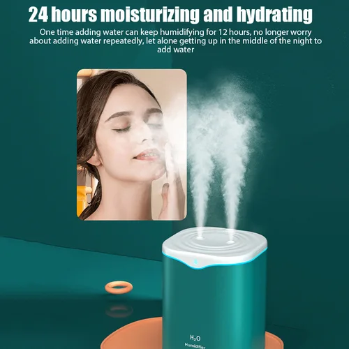 2000ML USB 공기 가습기, 더블 스프레이 포트 에센셜 오일 아로마 테라피, 쿨 미스트 메이커, 홈 오피스용 포거 정화 6
