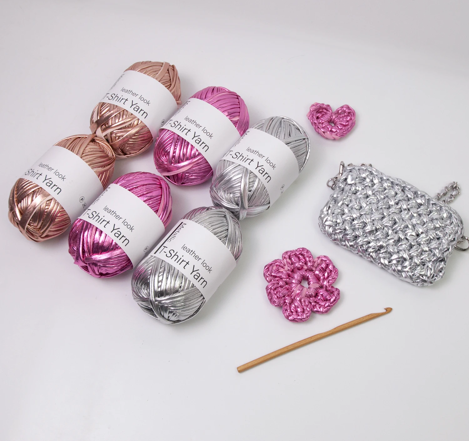 100g/Roll Metallic Cloth Fabric Yarn for DIY Bag Shoes Knitting Crocheting Flat Imitation Leather Shiny T-Shirt Yarn Thread 2