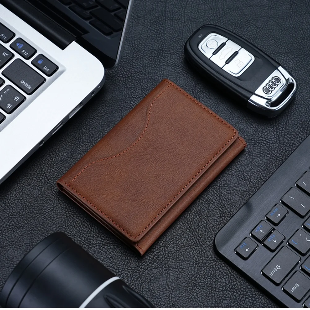 Trifold Magnetic PU Leather Phone Wallet Card Holder