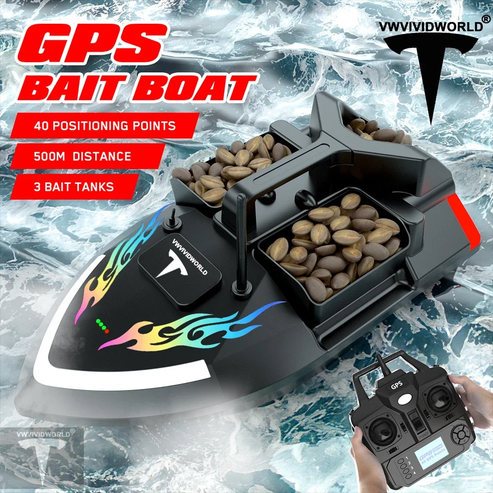 VWVIVIDWORLD Brand,High Quality,2024 New,Dual Battery,Long Battery Life,Large Capacity,RC Bait Boat,Remote Control Bait Boat 2