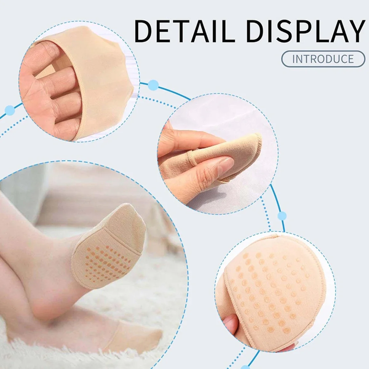 Silicon Half Feet Socks Breathable Soft Toe Boat High Heel Shoe Half Palm Foot Pad Non Skid