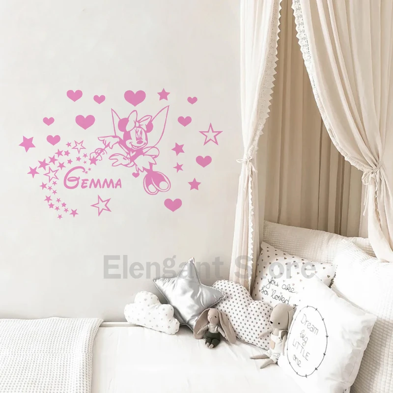 Kids wall sticker Minnie Mouse Heart personalized