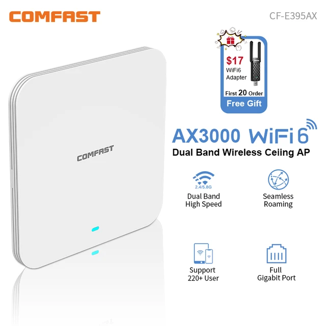 Répéteur WiFi sans fil PoE RJ45, Wi-Fi 6, I-3000 M, 2.4 mesurz, 5.8 Mbps,  montage mural, couverture intérieure, point d'accès, roaming - AliExpress