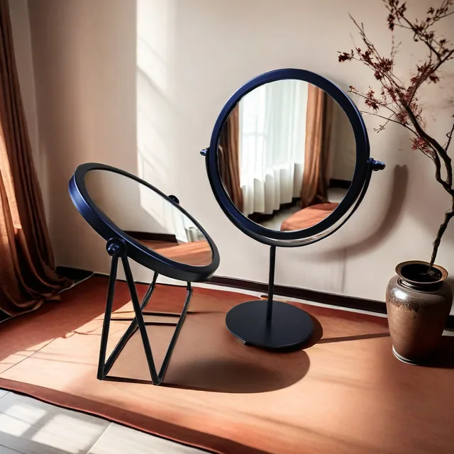 Miroir de bureau en fer rotatif à 360 degrés, Texture miroir de maquillage pour dames, miroir créatif en fer, fort sens du Style 2