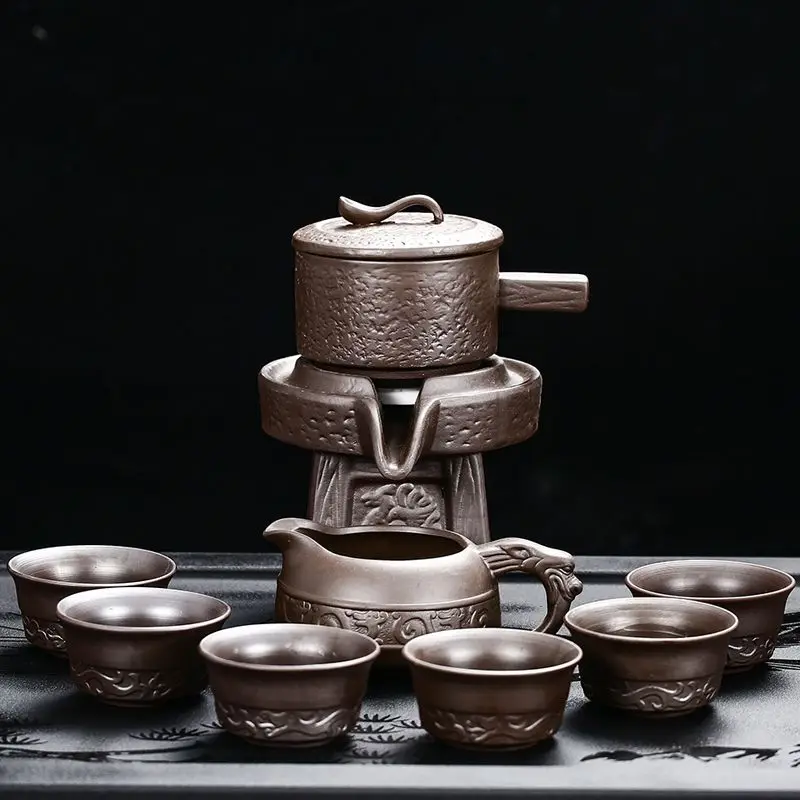 Tea Set Ceramic Lazy Man Style Automatic Rotating Insulation Tea Set