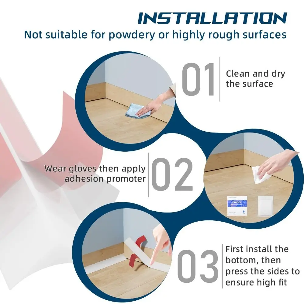 Silicone Quarter Round Molding Trim Peel and Stick 1/2/3m Caulk Strip Flexible Water Dam Barrier Bathroom/Kitchen Countertop