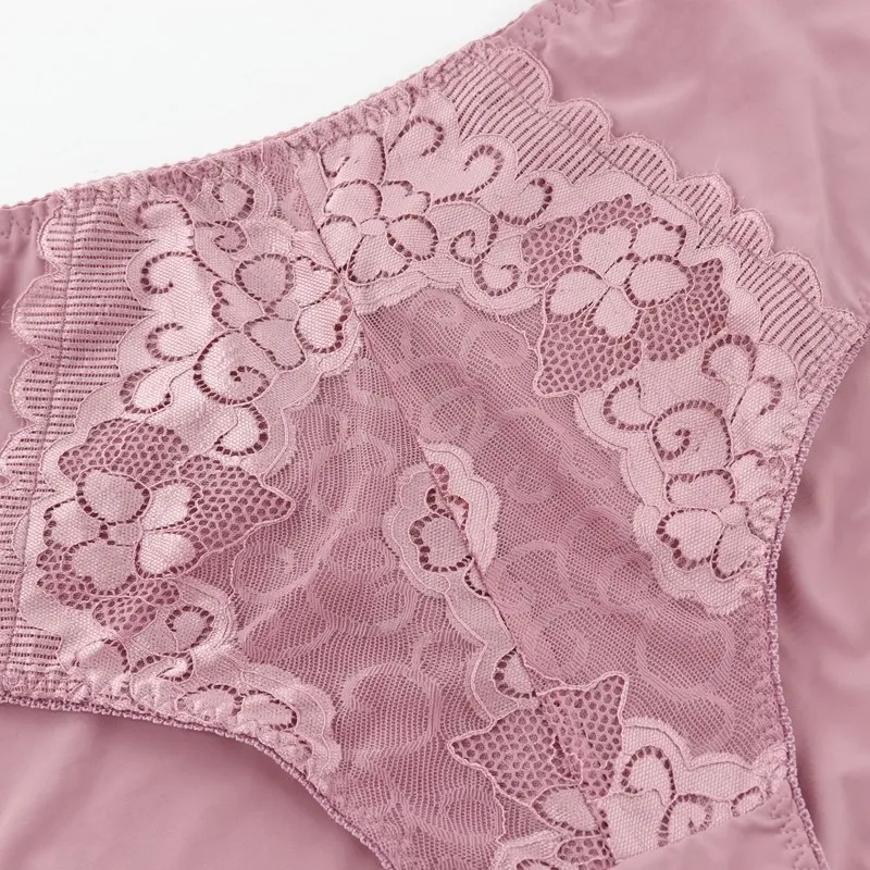 Trufeeling High Waist Lace Plus Size Panties Women Milk Silk Big Size  Briefs Intimates Female Underwear Pink XL 2XL 3XL 4XL 5XL