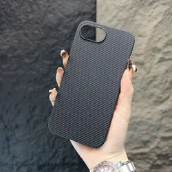 New Matte Hard Luxury Carbon Fiber Texture Non - Slip Protective Back Cover Case - iPhone 17 e (Fine grained black)